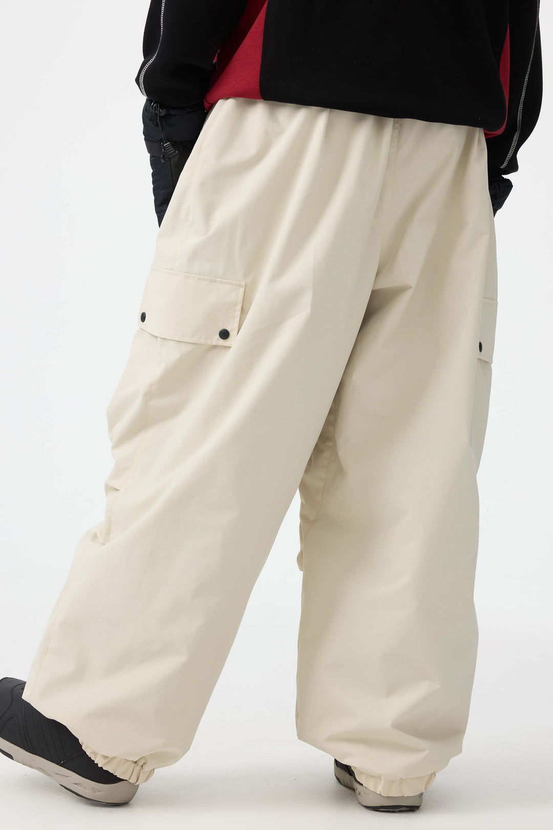 Man's Black Baggy Wear-resistant Waterproof Snow Pants