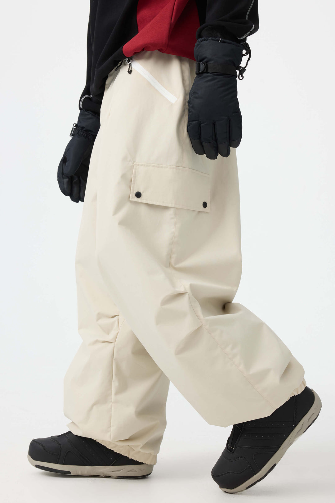 Man's Black Baggy Wear-resistant Waterproof Snow Pants