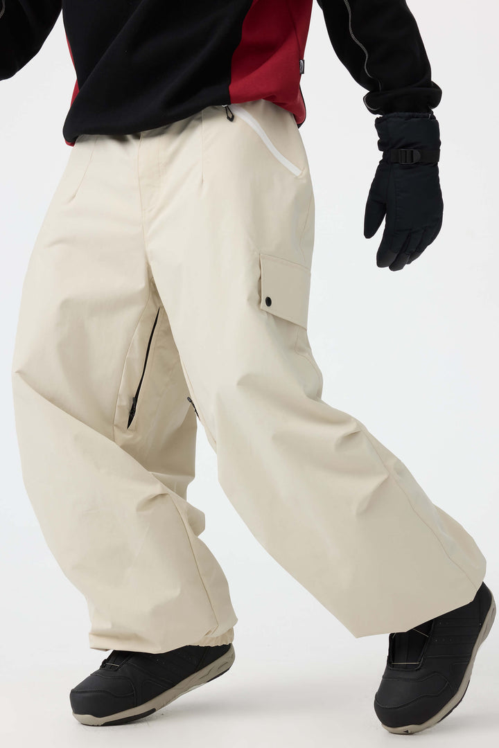 Man's Black Baggy Wear-resistant Waterproof Snow Pants
