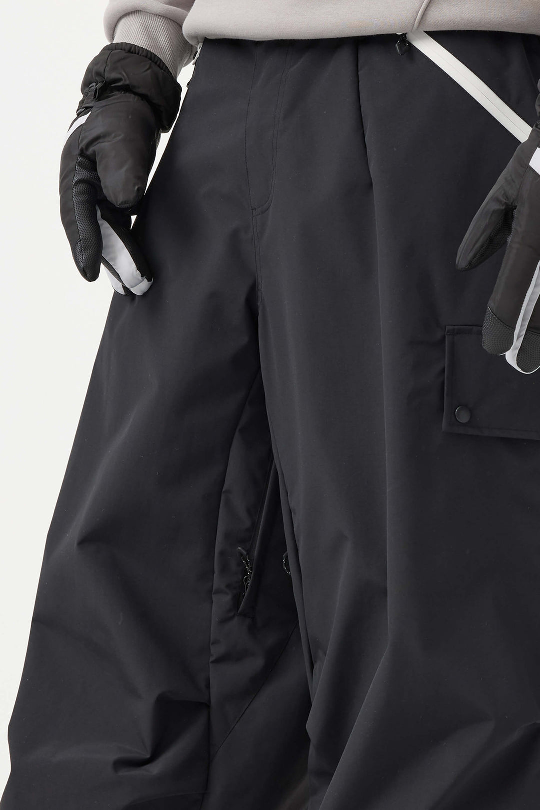 Man's Black Baggy Wear-resistant Waterproof Snow Pants