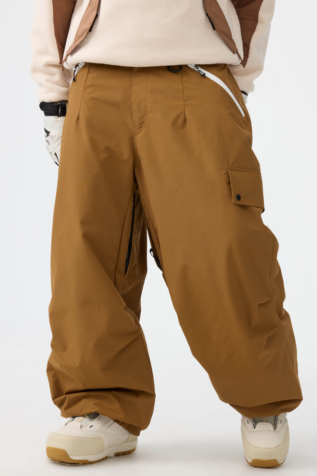 Man's Black Baggy Wear-resistant Waterproof Snow Pants