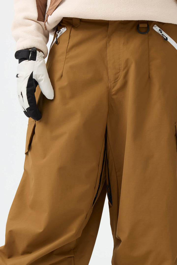 Man's Black Baggy Wear-resistant Waterproof Snow Pants