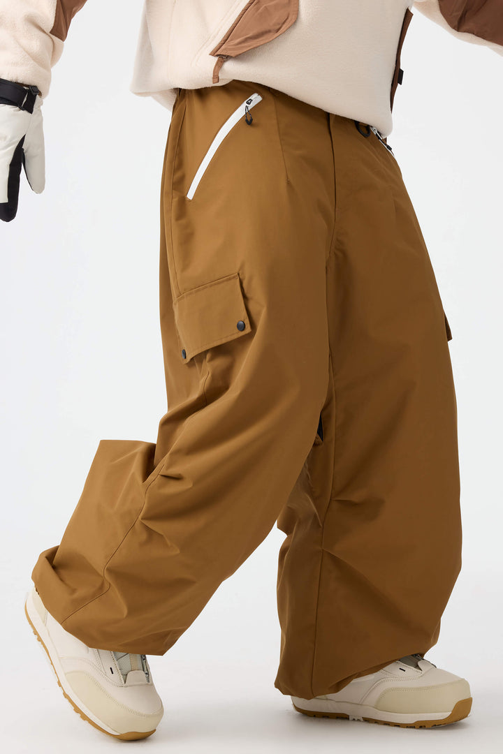 Man's Black Baggy Wear-resistant Waterproof Snow Pants