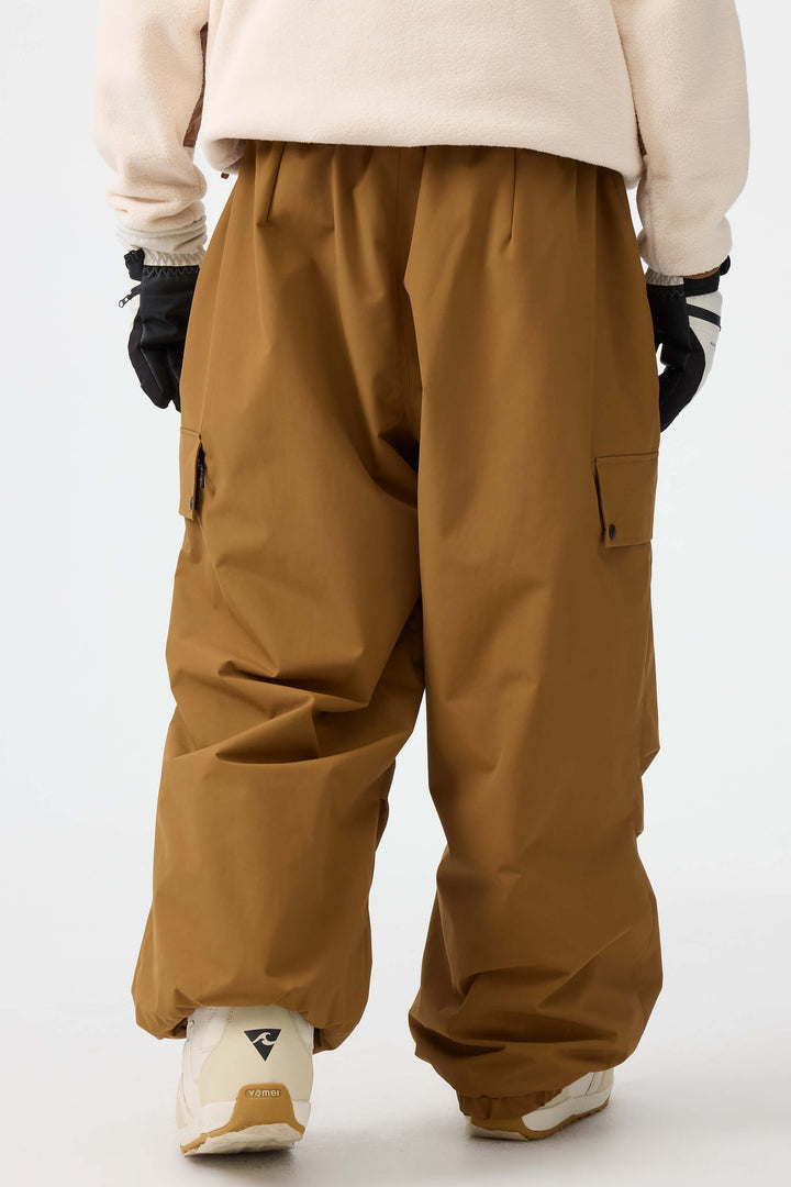 Man's Black Baggy Wear-resistant Waterproof Snow Pants
