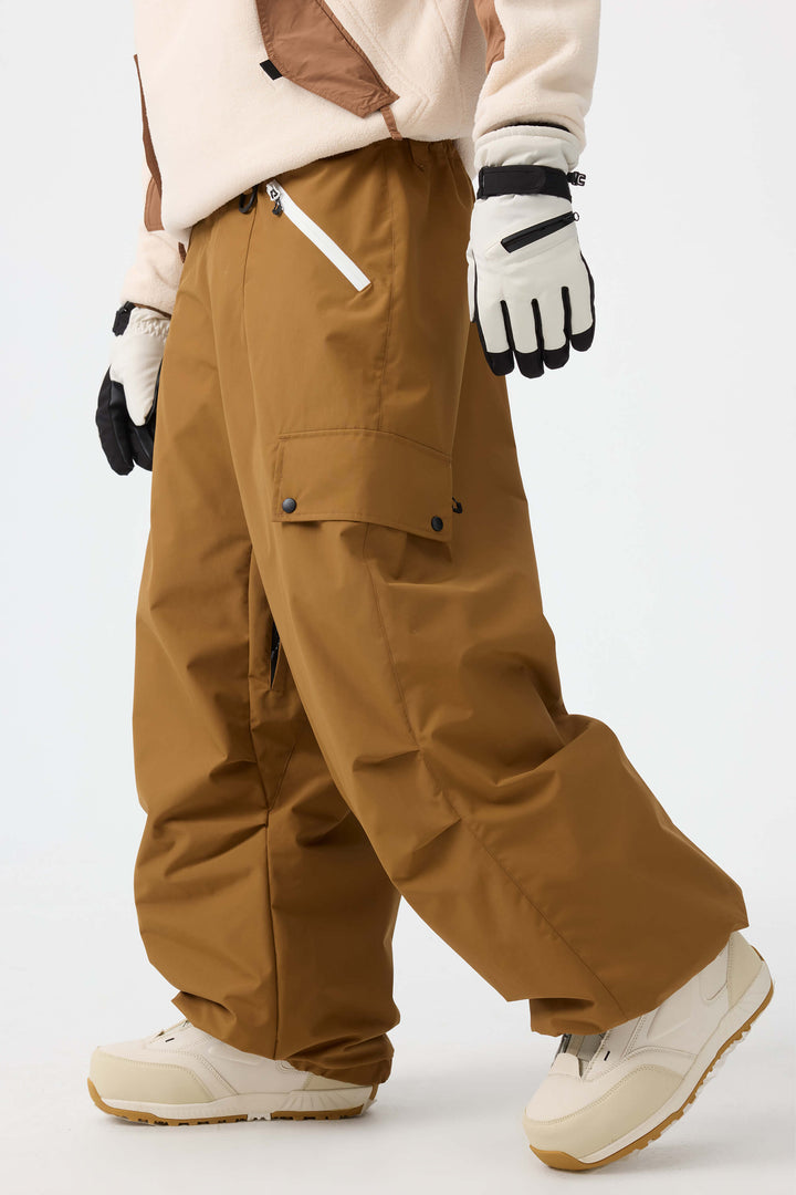 Man's Black Baggy Wear-resistant Waterproof Snow Pants
