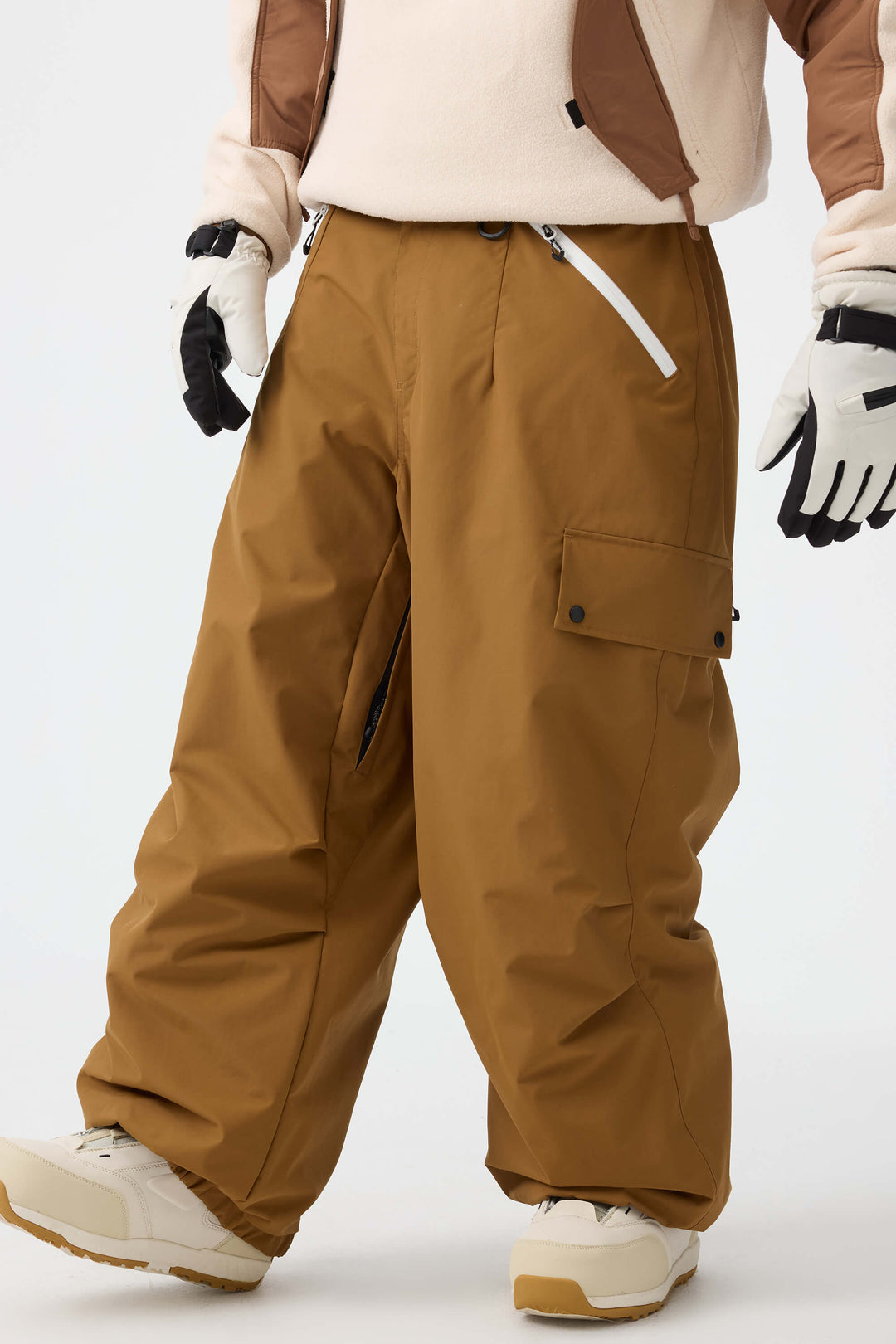 Man's Black Baggy Wear-resistant Waterproof Snow Pants