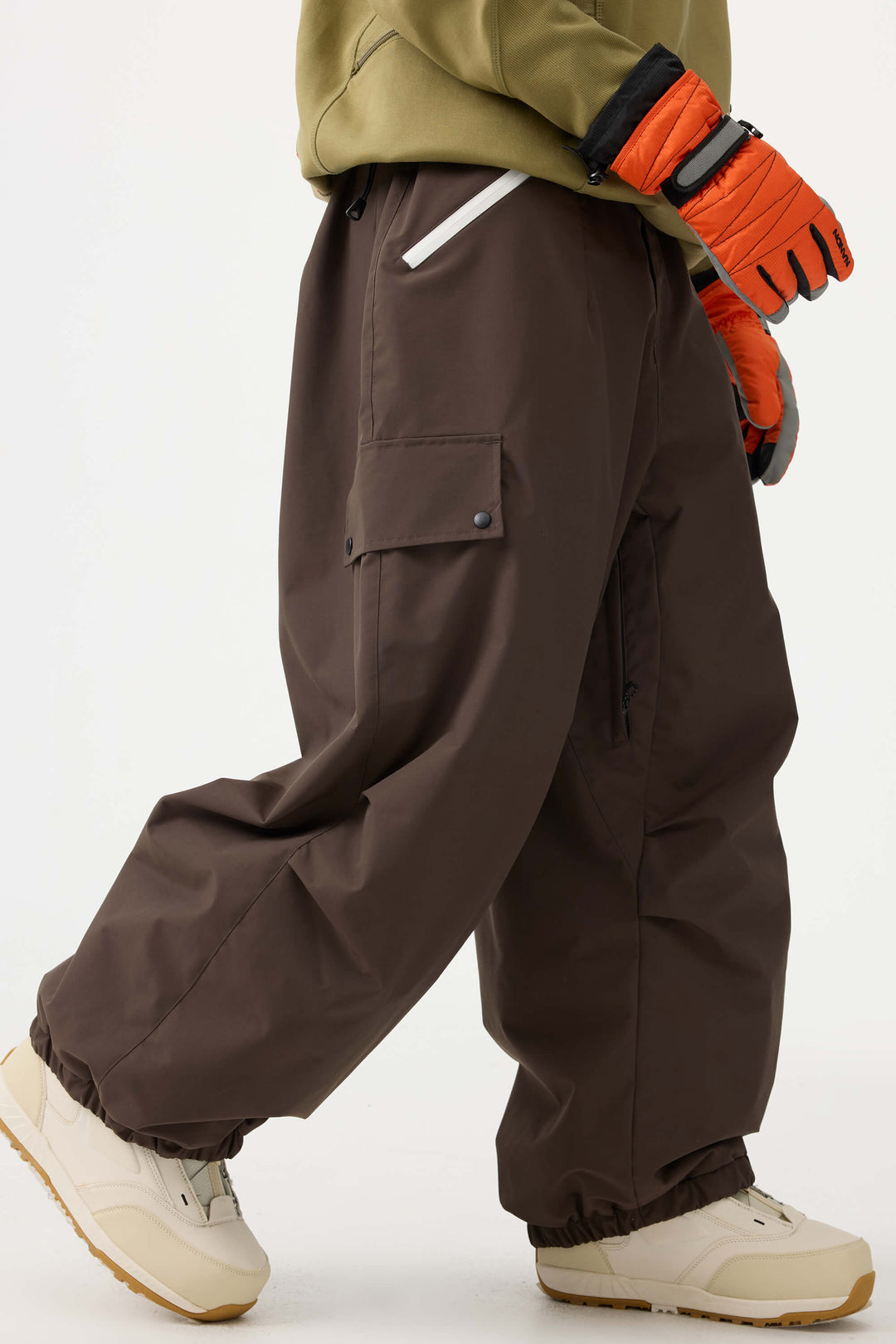 Man's Black Baggy Wear-resistant Waterproof Snow Pants