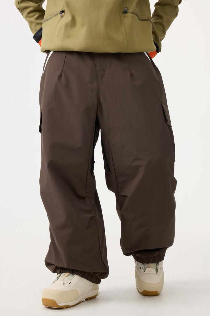 Man's Black Baggy Wear-resistant Waterproof Snow Pants