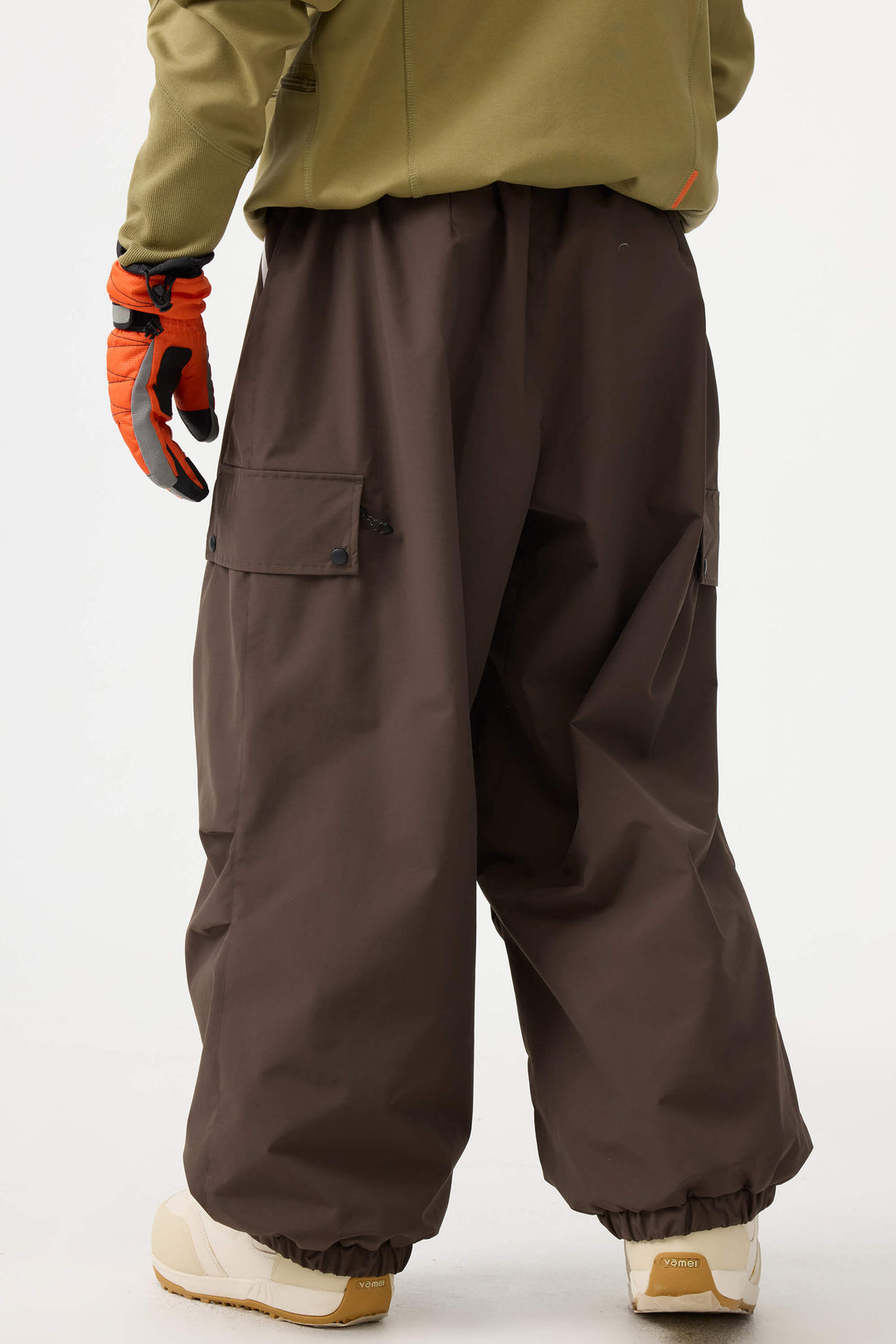 Man's Black Baggy Wear-resistant Waterproof Snow Pants