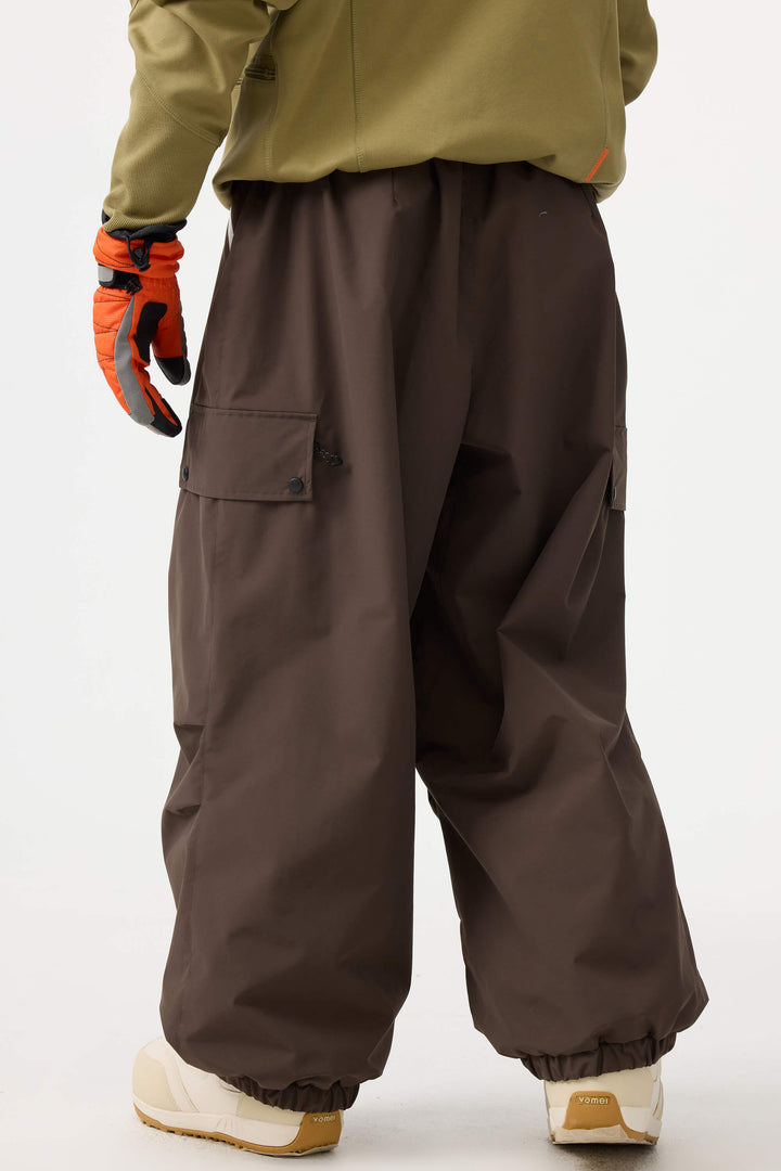 Man's Black Baggy Wear-resistant Waterproof Snow Pants