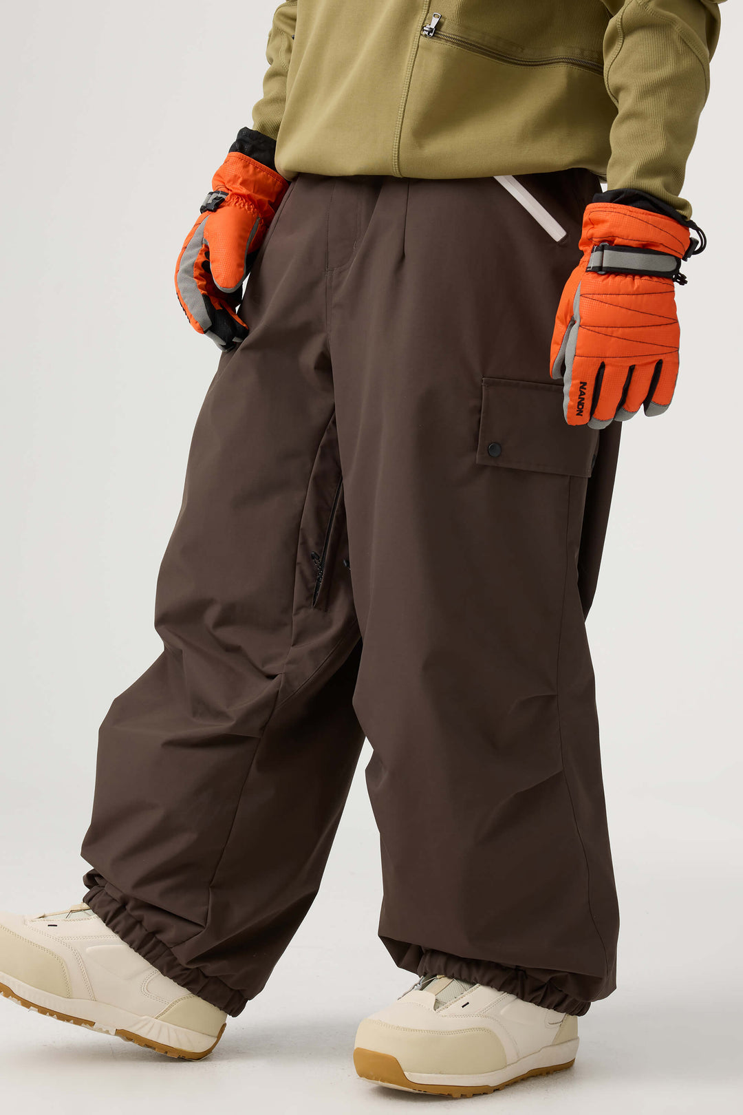 Man's Black Baggy Wear-resistant Waterproof Snow Pants