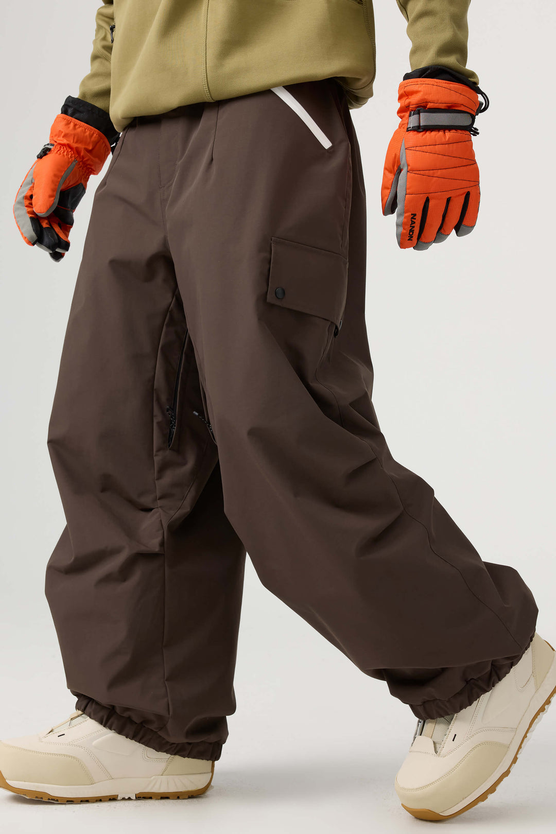 Man's Black Baggy Wear-resistant Waterproof Snow Pants