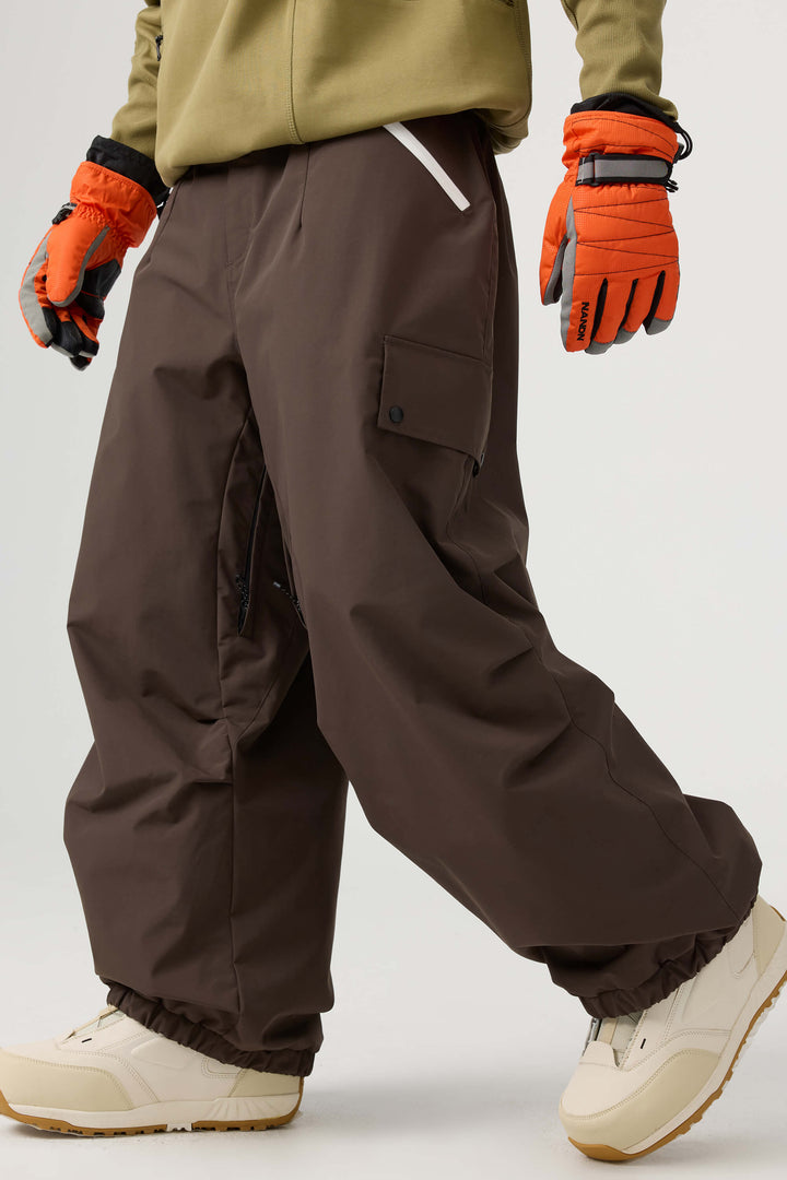 Man's Black Baggy Wear-resistant Waterproof Snow Pants