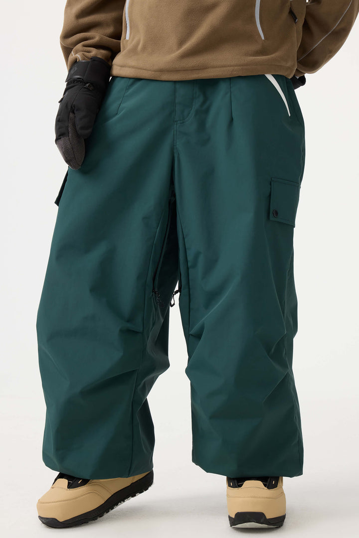 Man's Black Baggy Wear-resistant Waterproof Snow Pants