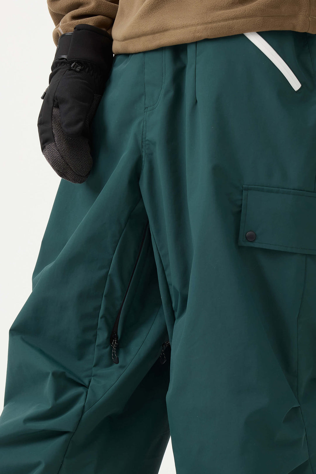 Man's Black Baggy Wear-resistant Waterproof Snow Pants