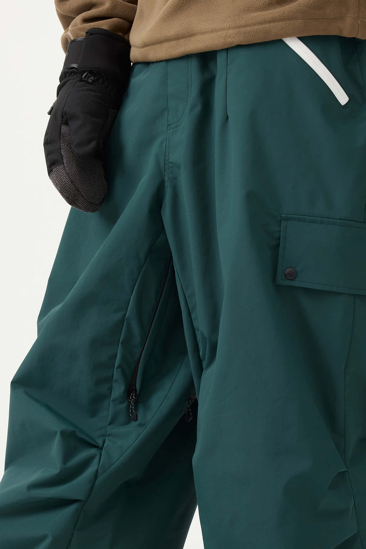 Man's Black Baggy Wear-resistant Waterproof Snow Pants