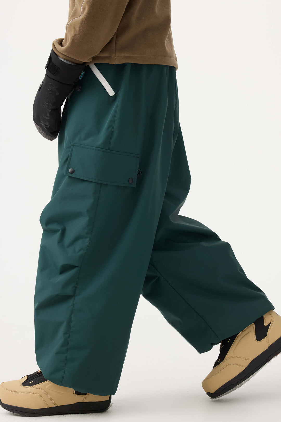 Man's Black Baggy Wear-resistant Waterproof Snow Pants