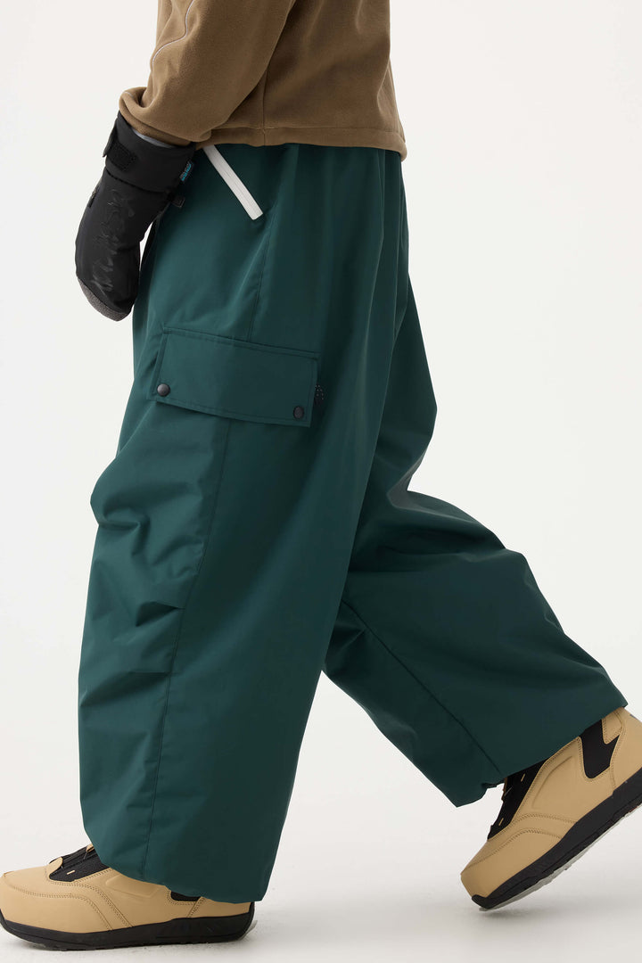 Man's Black Baggy Wear-resistant Waterproof Snow Pants