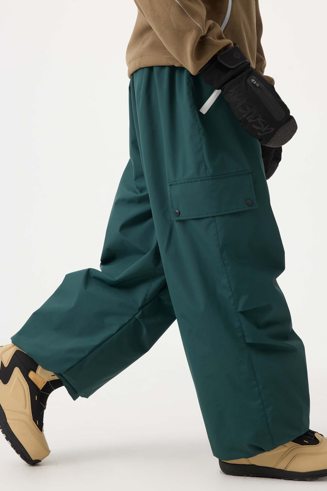 Man's Black Baggy Wear-resistant Waterproof Snow Pants