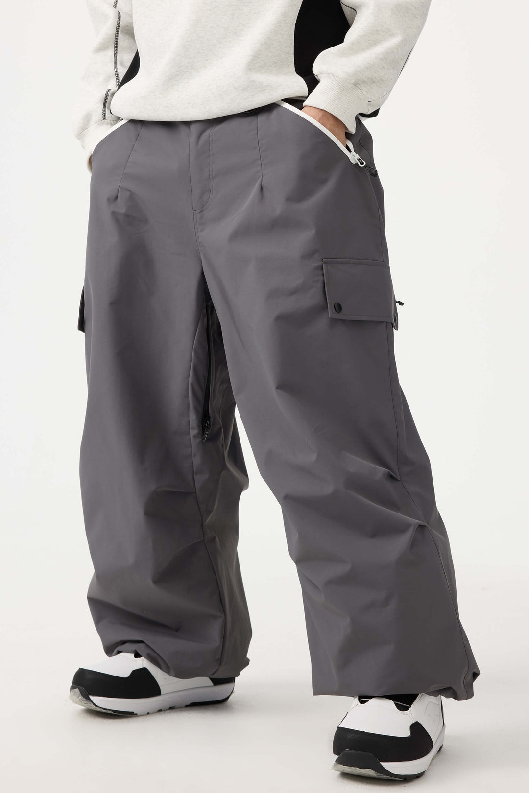 Man's Black Baggy Wear-resistant Waterproof Snow Pants