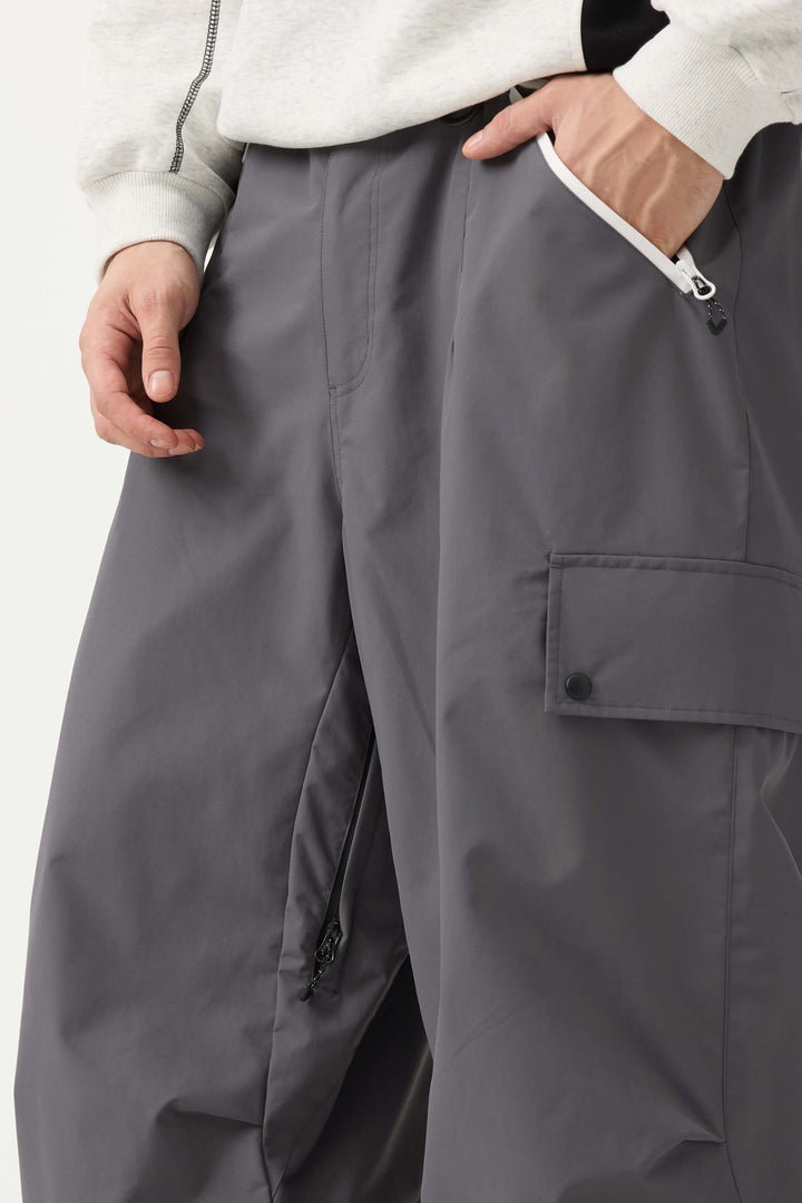 Man's Black Baggy Wear-resistant Waterproof Snow Pants