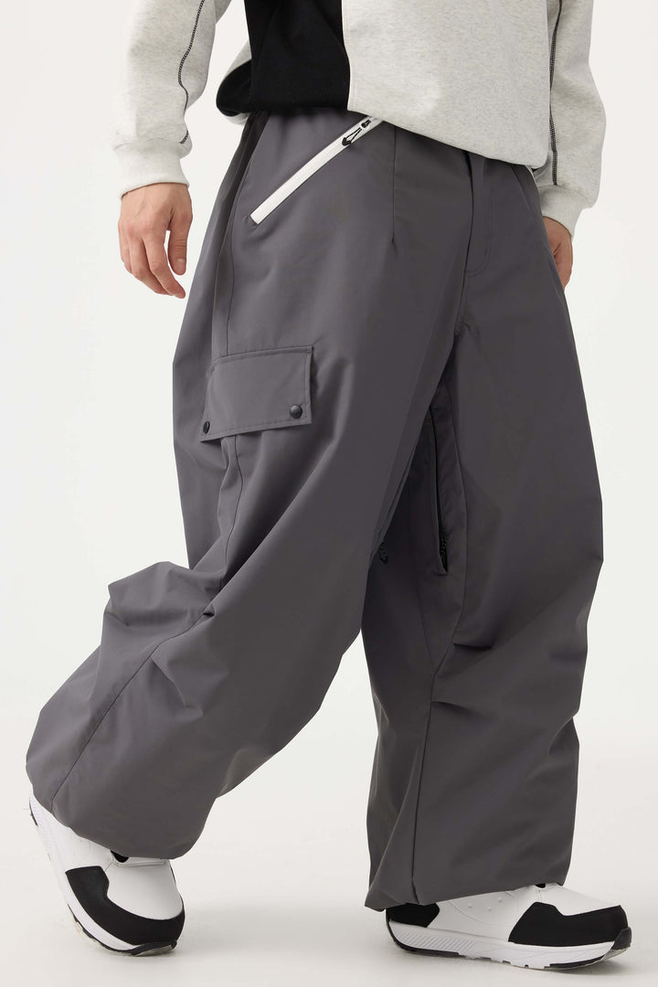 Man's Black Baggy Wear-resistant Waterproof Snow Pants