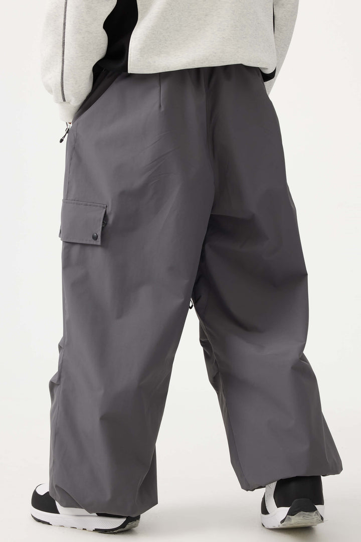 Man's Black Baggy Wear-resistant Waterproof Snow Pants