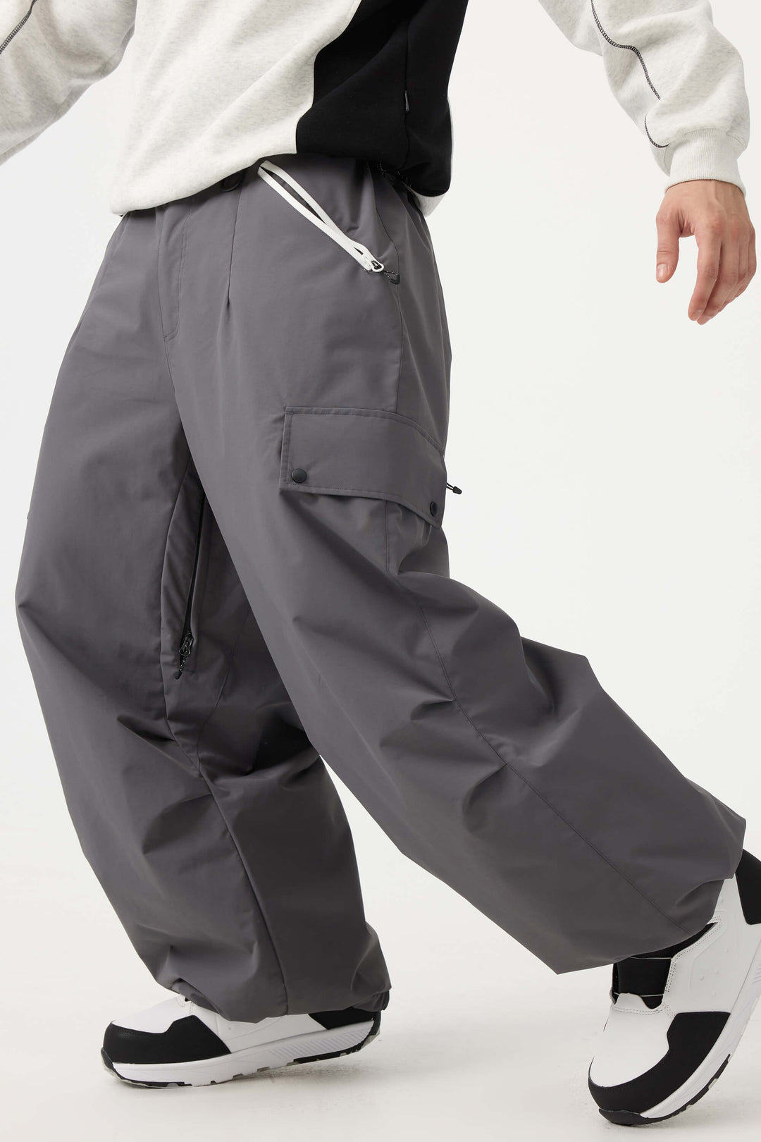 Man's Black Baggy Wear-resistant Waterproof Snow Pants