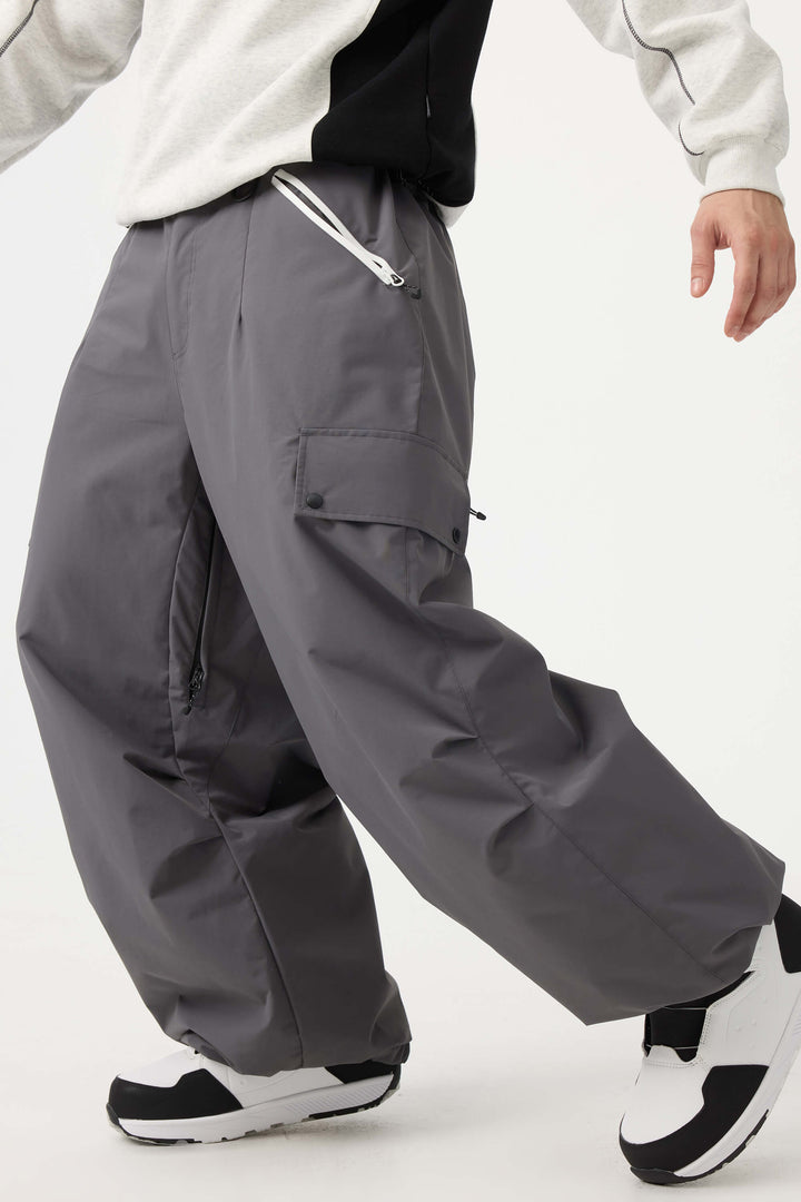 Man's Black Baggy Wear-resistant Waterproof Snow Pants