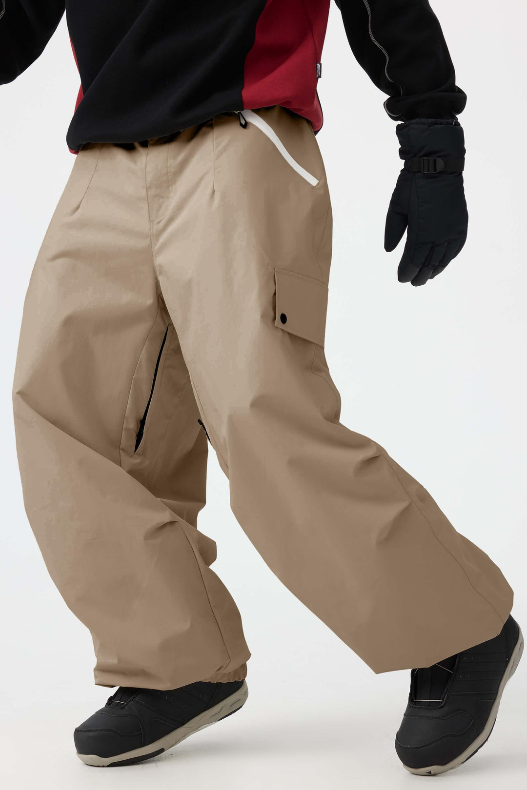 Man's Black Baggy Wear-resistant Waterproof Snow Pants