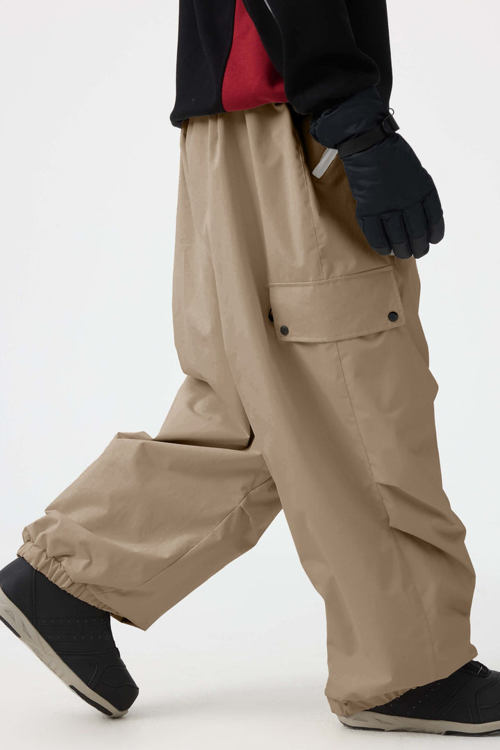 Man's Black Baggy Wear-resistant Waterproof Snow Pants