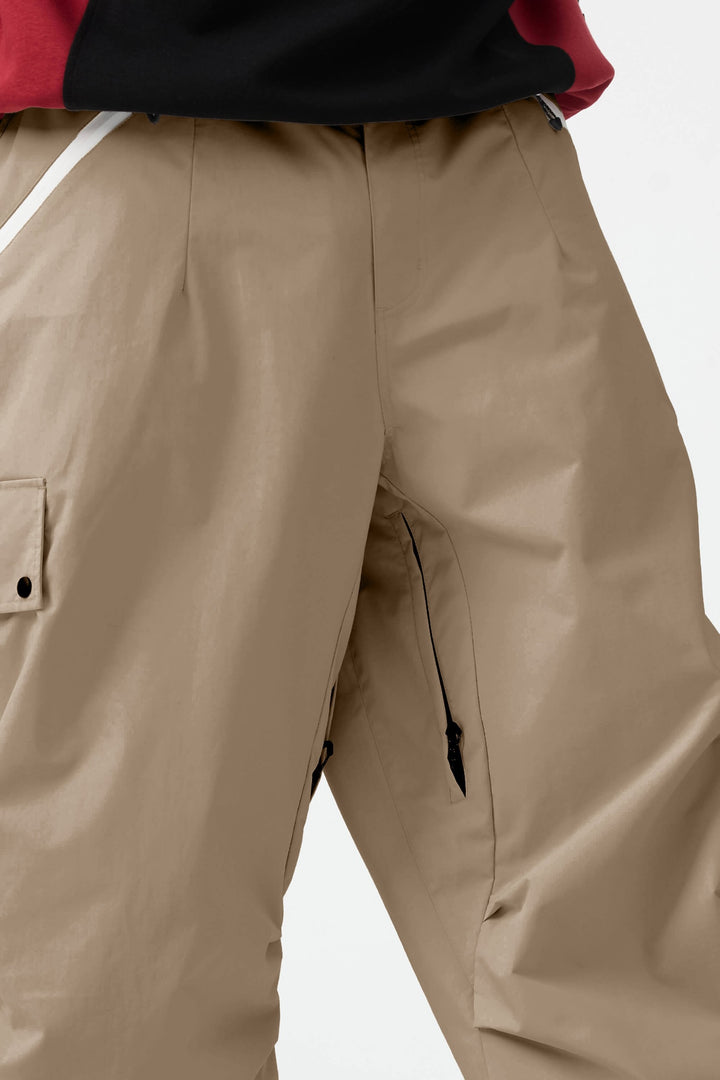 Man's Black Baggy Wear-resistant Waterproof Snow Pants