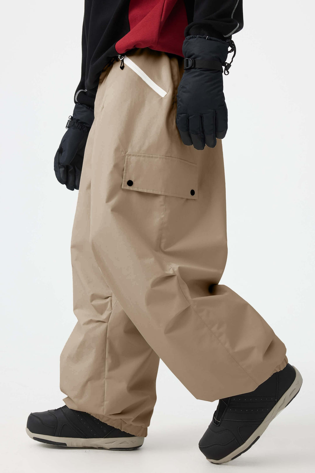 Man's Black Baggy Wear-resistant Waterproof Snow Pants