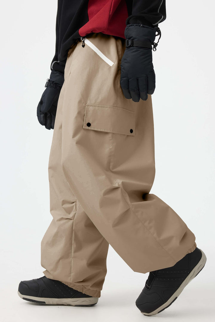 Man's Black Baggy Wear-resistant Waterproof Snow Pants