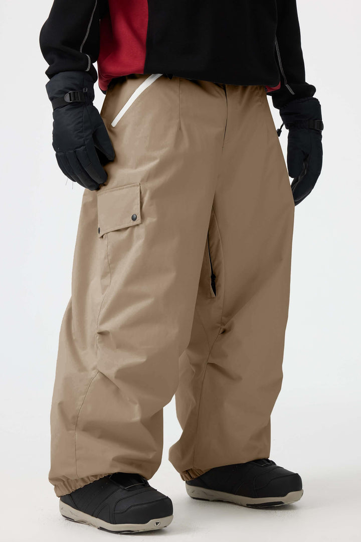 Man's Black Baggy Wear-resistant Waterproof Snow Pants