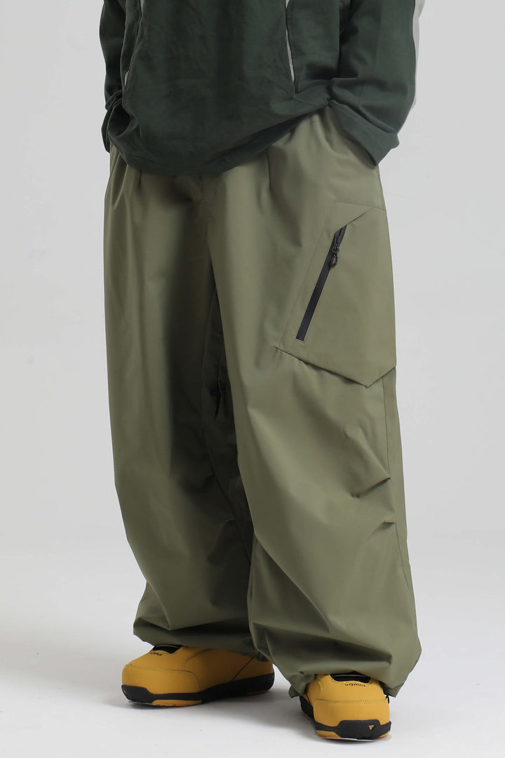 Men's Khaki Lightweight Breathable Baggy Snow Pants