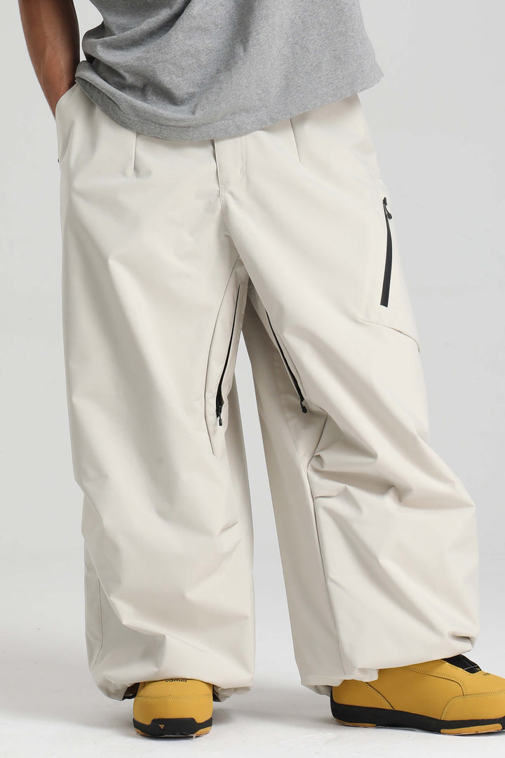 Men's Khaki Lightweight Breathable Baggy Snow Pants