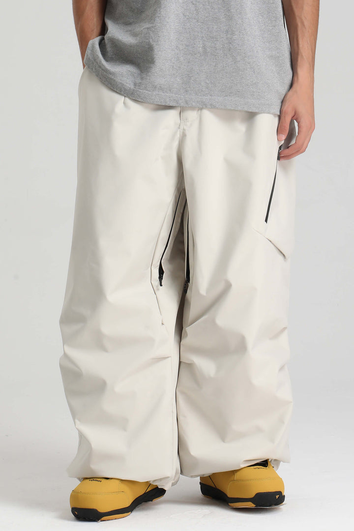 Men's Khaki Lightweight Breathable Baggy Snow Pants