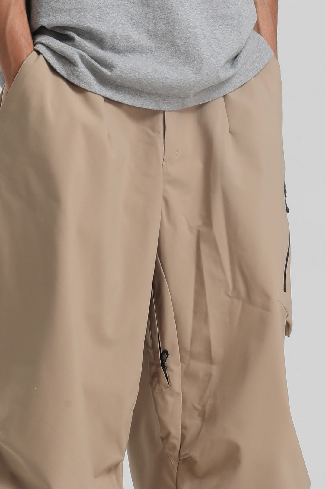 Men's Khaki Lightweight Breathable Baggy Snow Pants
