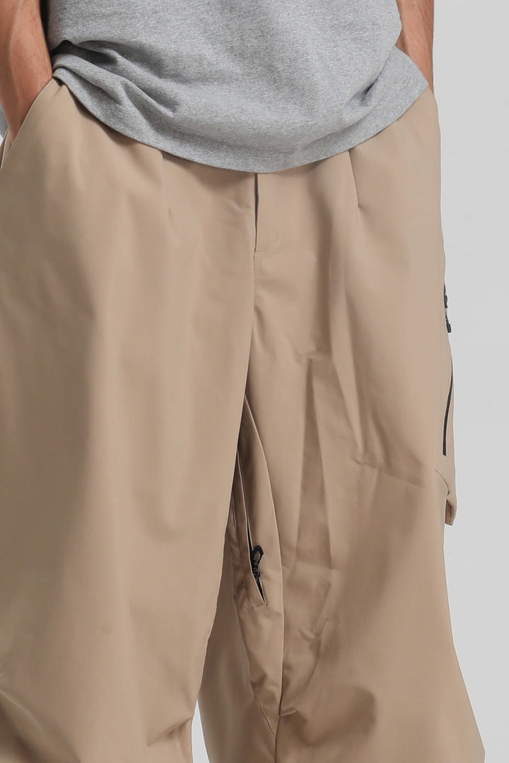 Men's Khaki Lightweight Breathable Baggy Snow Pants