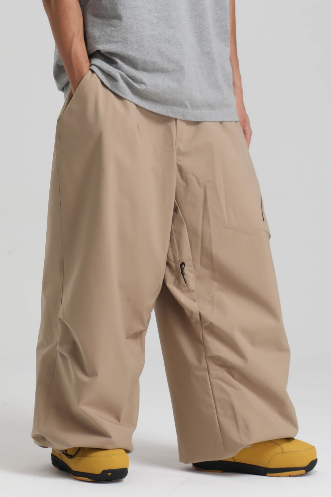 Men's Khaki Lightweight Breathable Baggy Snow Pants
