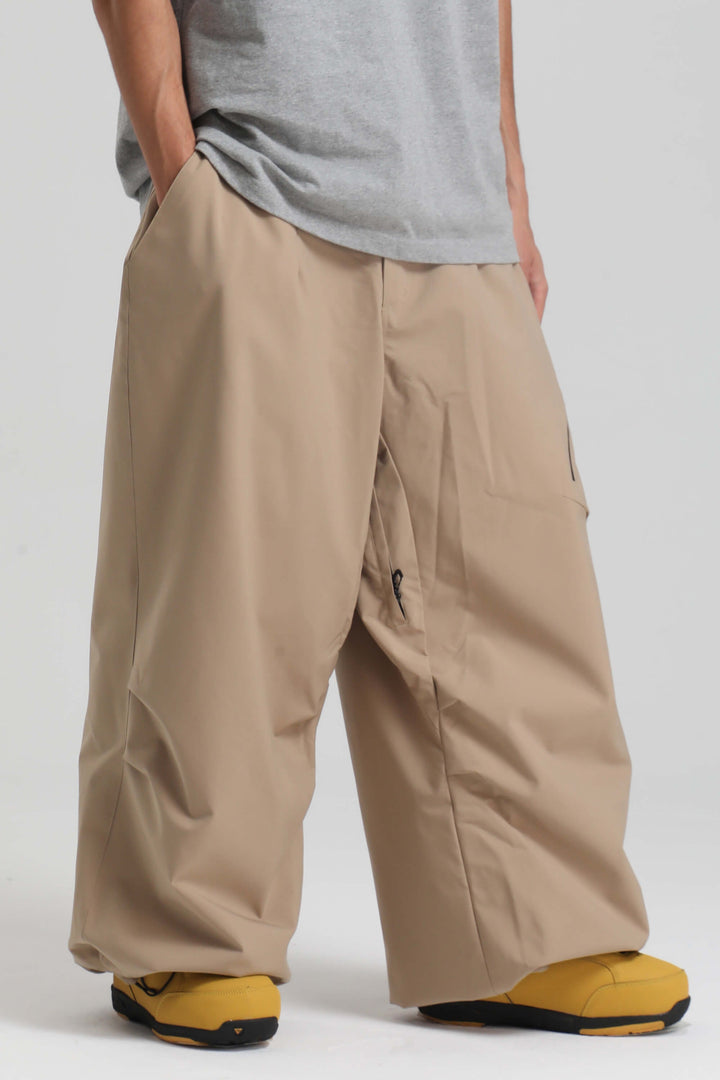 Men's Khaki Lightweight Breathable Baggy Snow Pants