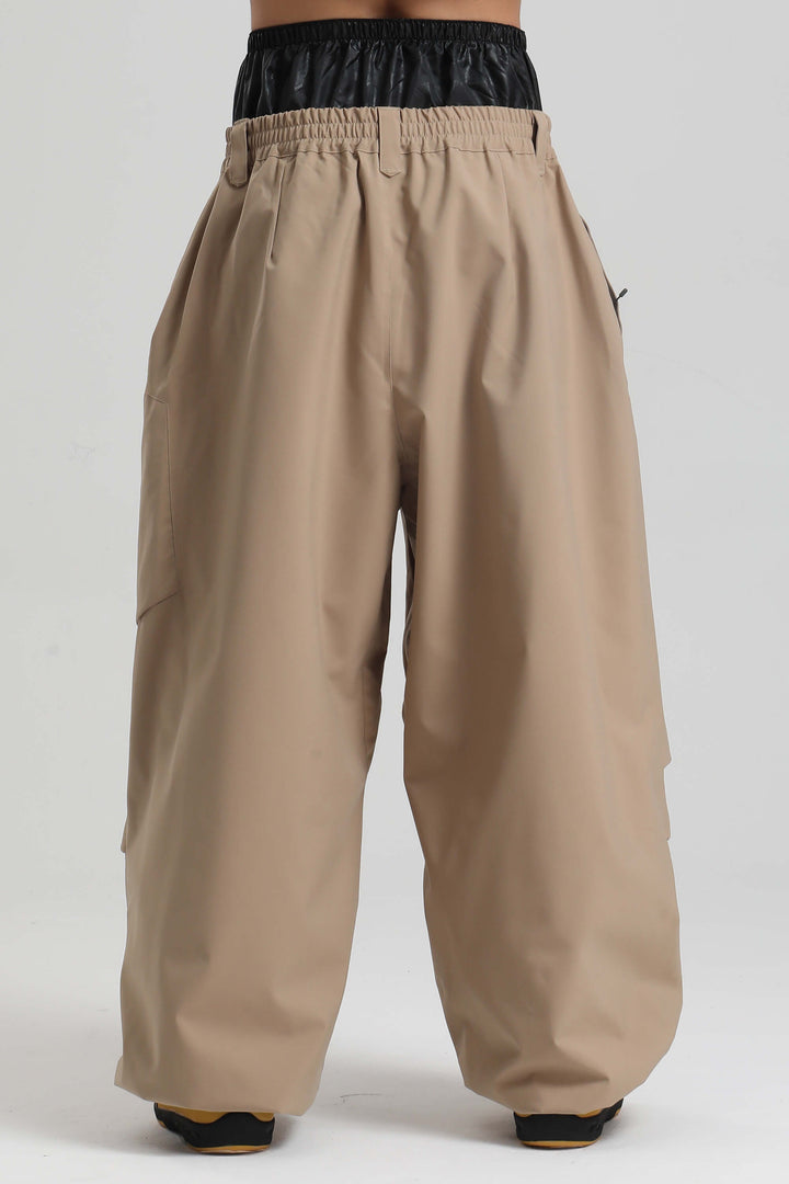 Men's Khaki Lightweight Breathable Baggy Snow Pants