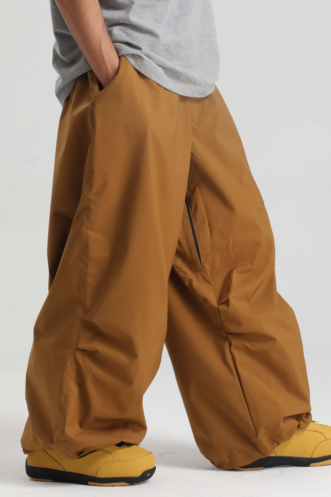 Men's Khaki Lightweight Breathable Baggy Snow Pants