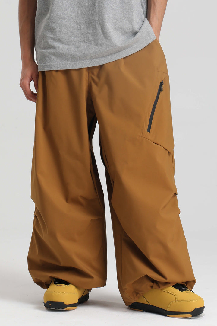Men's Khaki Lightweight Breathable Baggy Snow Pants