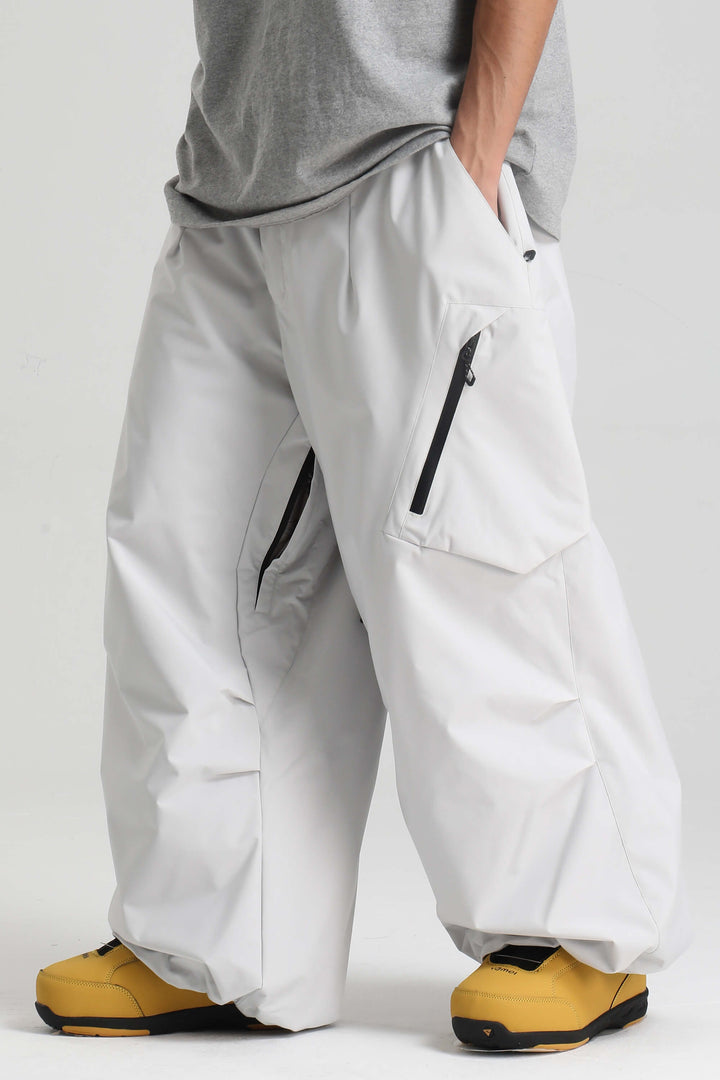 Men's Khaki Lightweight Breathable Baggy Snow Pants