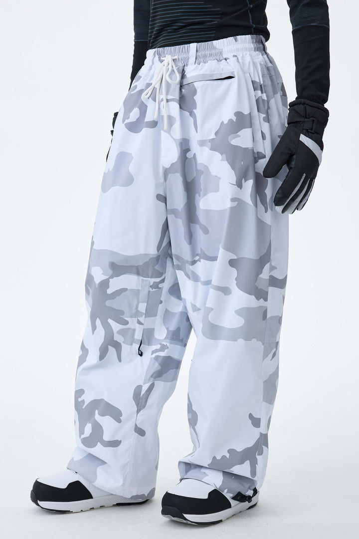 Men’s Black Baggy Drawstring Durable Snow Pants