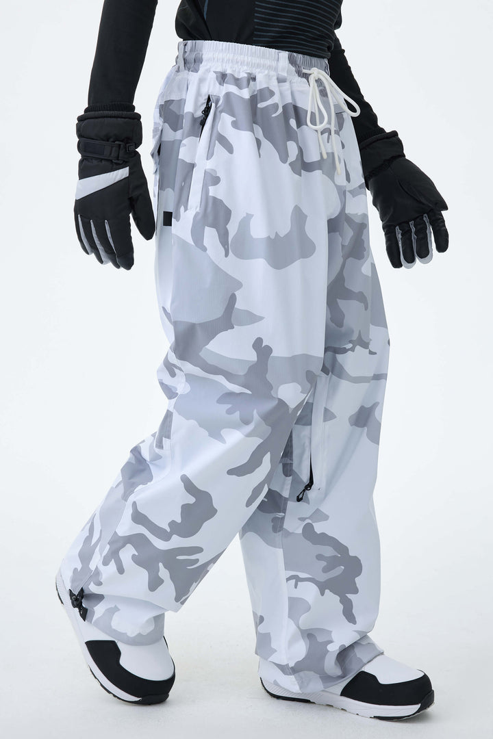Men’s Black Baggy Drawstring Durable Snow Pants