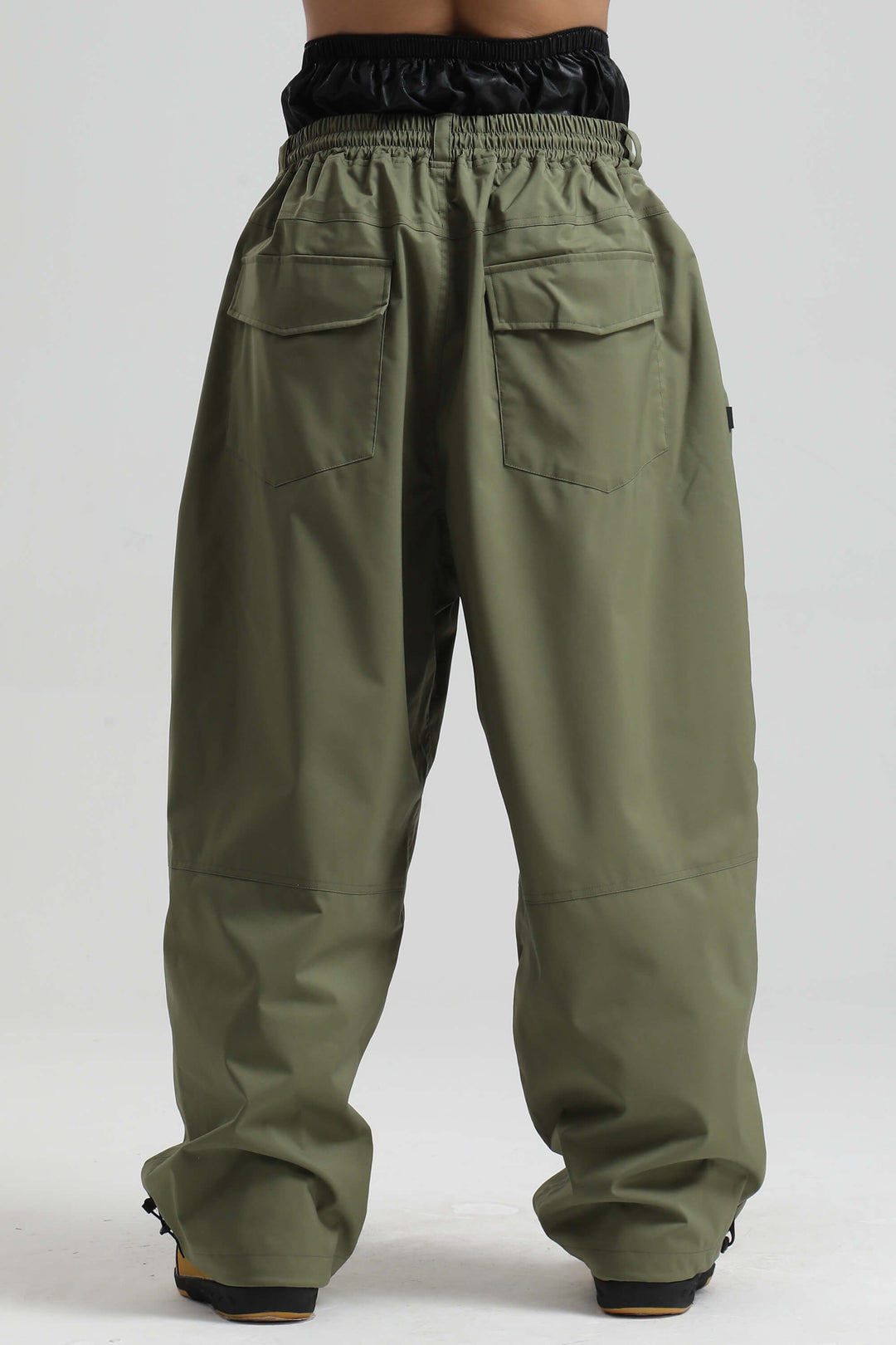 Men’s Black Baggy Drawstring Durable Snow Pants