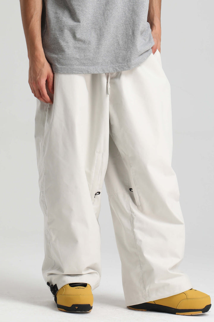 Men’s Black Baggy Drawstring Durable Snow Pants